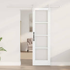 Porta Scorrevole ORKDAL Bianco 61 x 198,5 cm in Legno Massello di Pino e Vetro