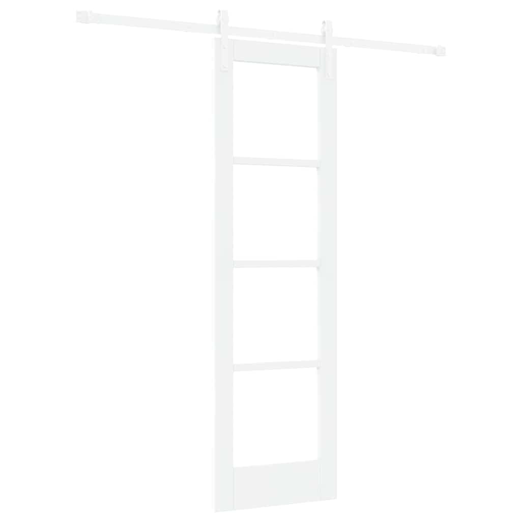Porta Scorrevole ORKDAL Bianco 61 x 198,5 cm in Legno Massello di Pino e Vetro