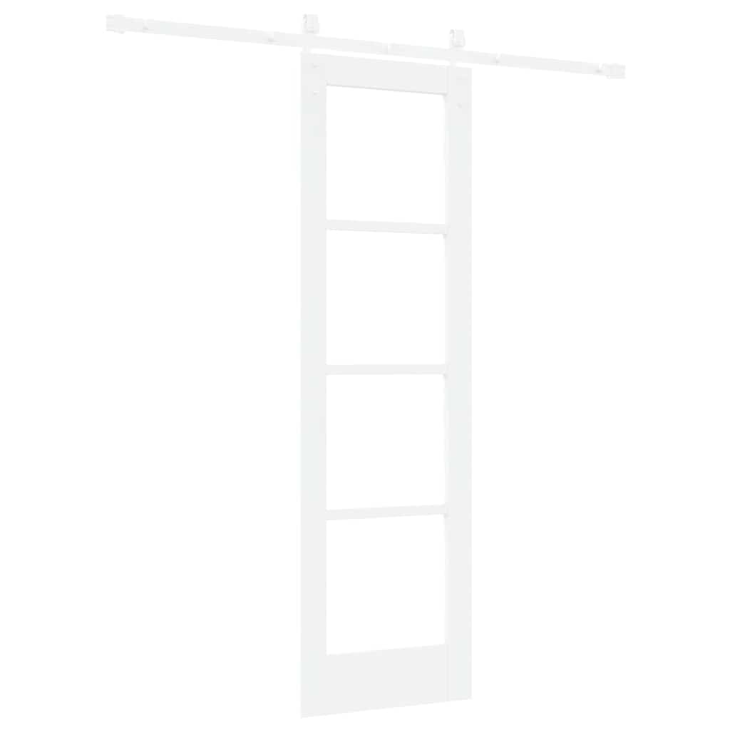Porta Scorrevole ORKDAL Bianco 61 x 198,5 cm in Legno Massello di Pino e Vetro