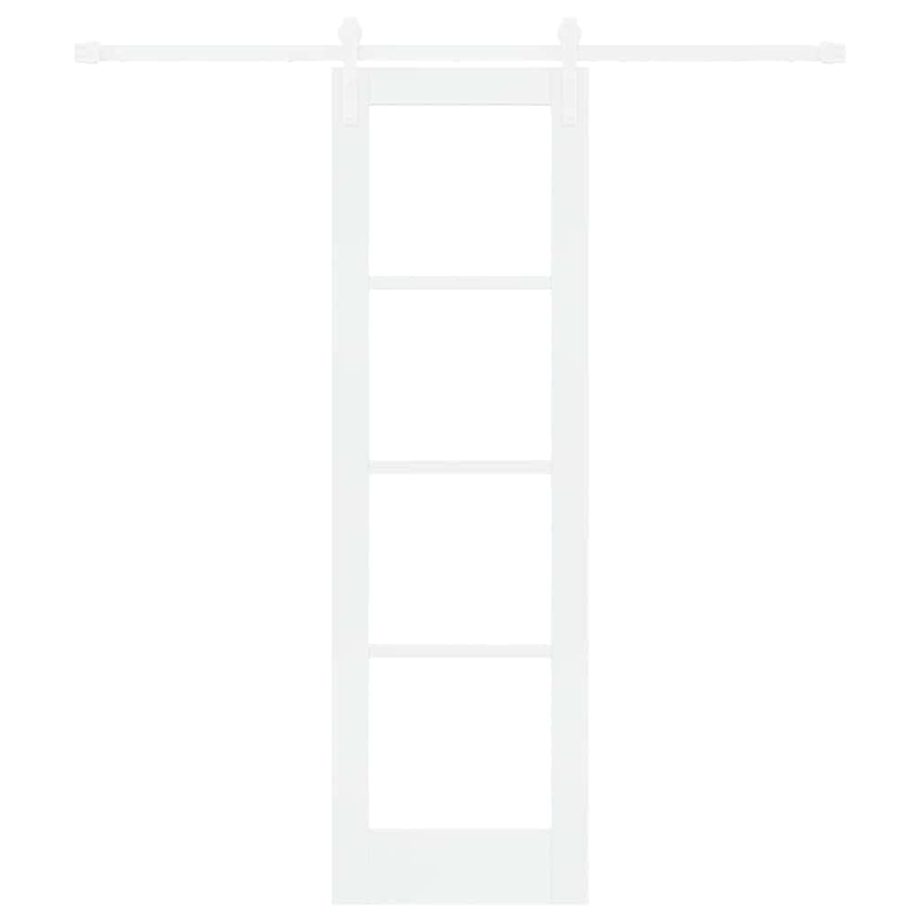 Porta Scorrevole ORKDAL Bianco 61 x 198,5 cm in Legno Massello di Pino e Vetro