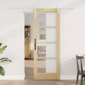 Porta scorrevole ORKDAL legno massello pino e vetro 73,5 x 198,5 cm naturale