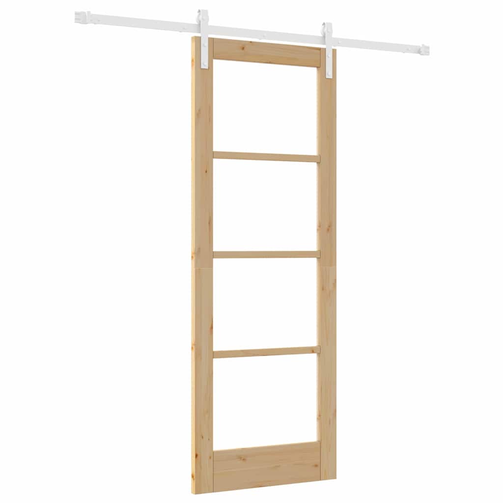 Porta scorrevole ORKDAL legno massello pino e vetro 73,5 x 198,5 cm naturale
