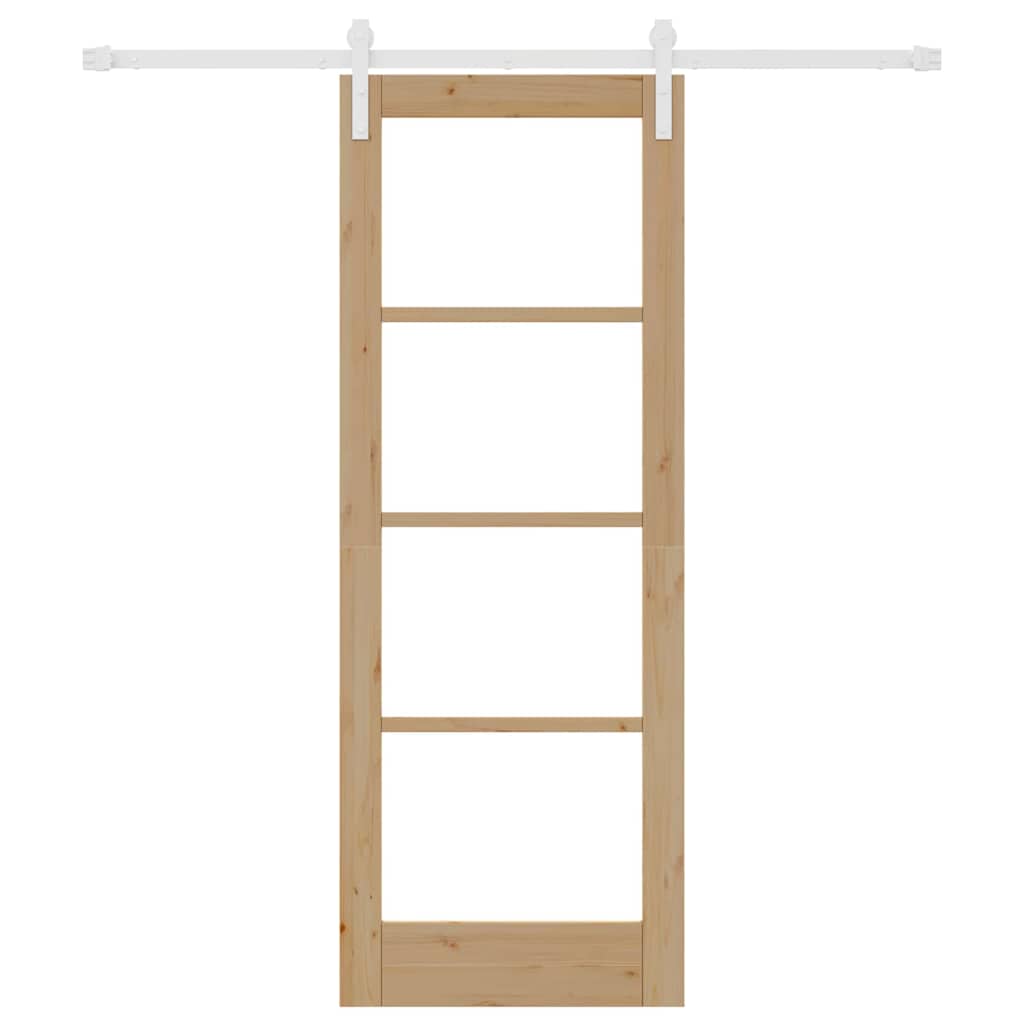 Porta scorrevole ORKDAL legno massello pino e vetro 73,5 x 198,5 cm naturale