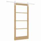 Porta scorrevole ORKDAL in legno massello di pino e vetro 93 x 202 cm - Naturale