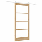 Porta scorrevole ORKDAL in legno massello di pino e vetro 93 x 202 cm - Naturale