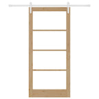 Porta scorrevole ORKDAL in legno massello di pino e vetro 93 x 202 cm - Naturale