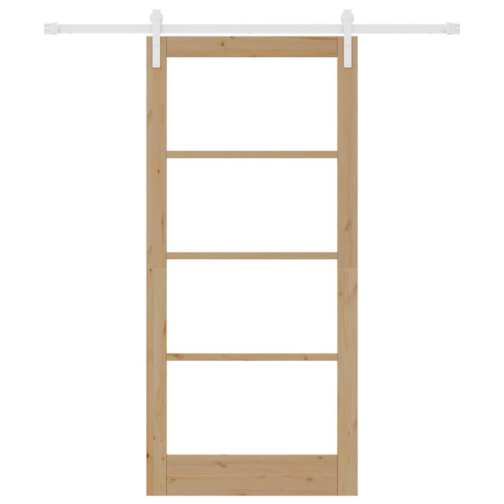 Porta scorrevole ORKDAL in legno massello di pino e vetro 93 x 202 cm - Naturale