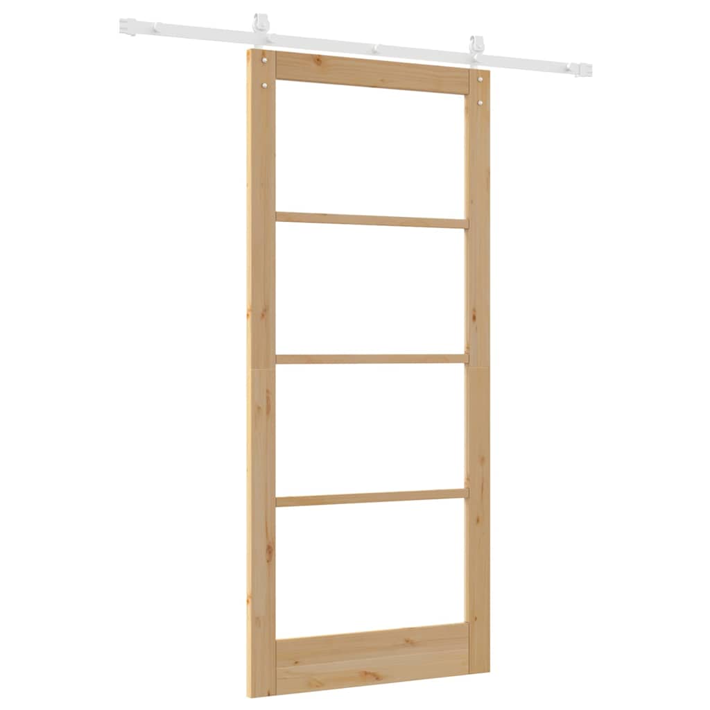 Porta scorrevole ORKDAL in legno massello di pino e vetro naturale 93x211 cm