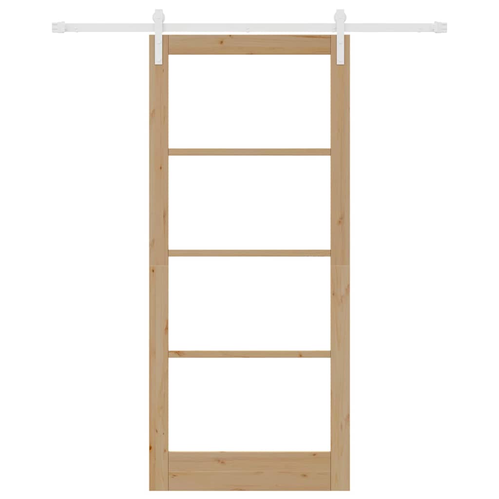 Porta scorrevole ORKDAL in legno massello di pino e vetro naturale 93x211 cm