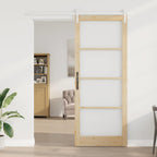 Porta scorrevole ORKDAL legno massello pino e vetro 93 x 232 cm naturale