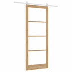 Porta scorrevole ORKDAL legno massello pino e vetro 93 x 232 cm naturale