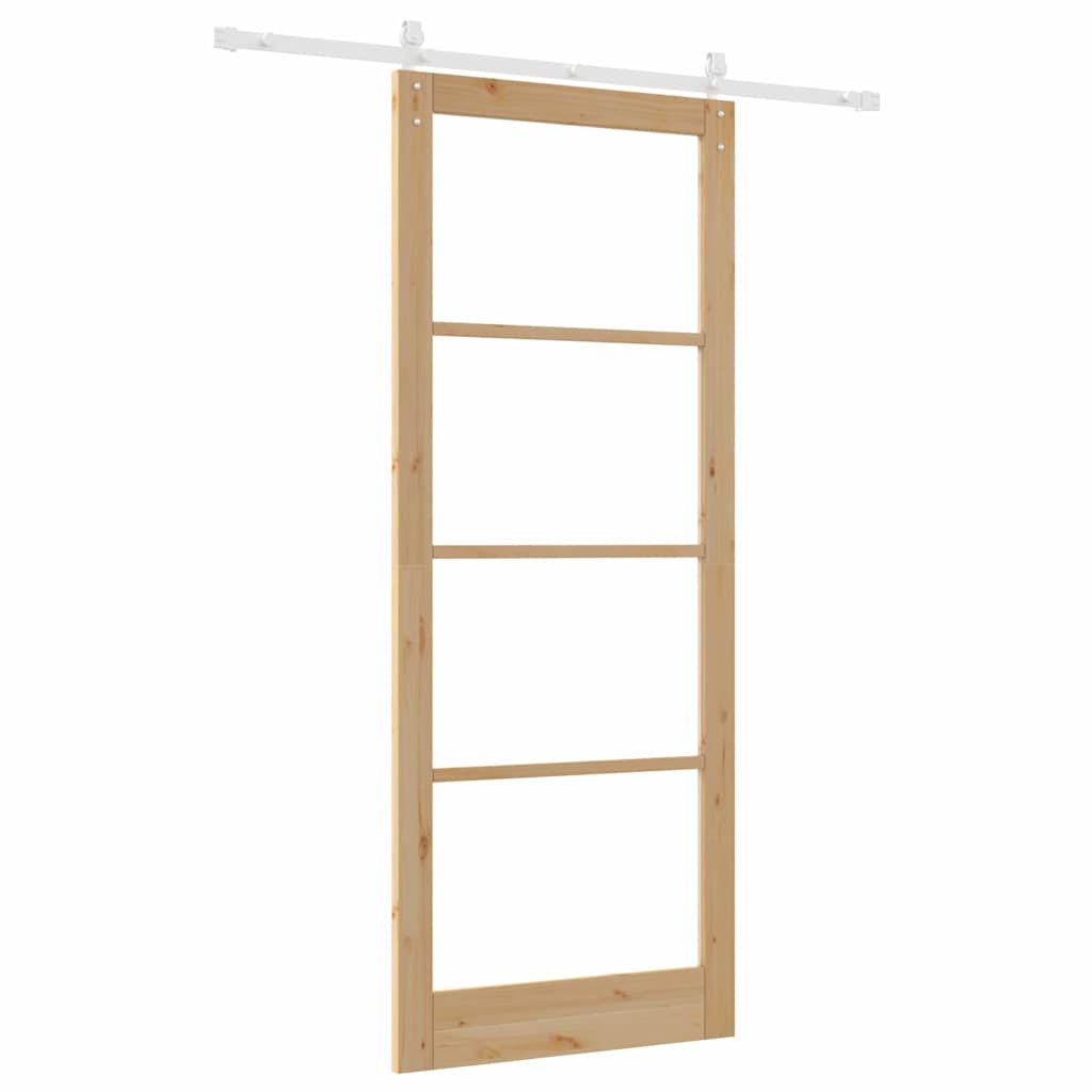 Porta scorrevole ORKDAL legno massello pino e vetro 93 x 232 cm naturale
