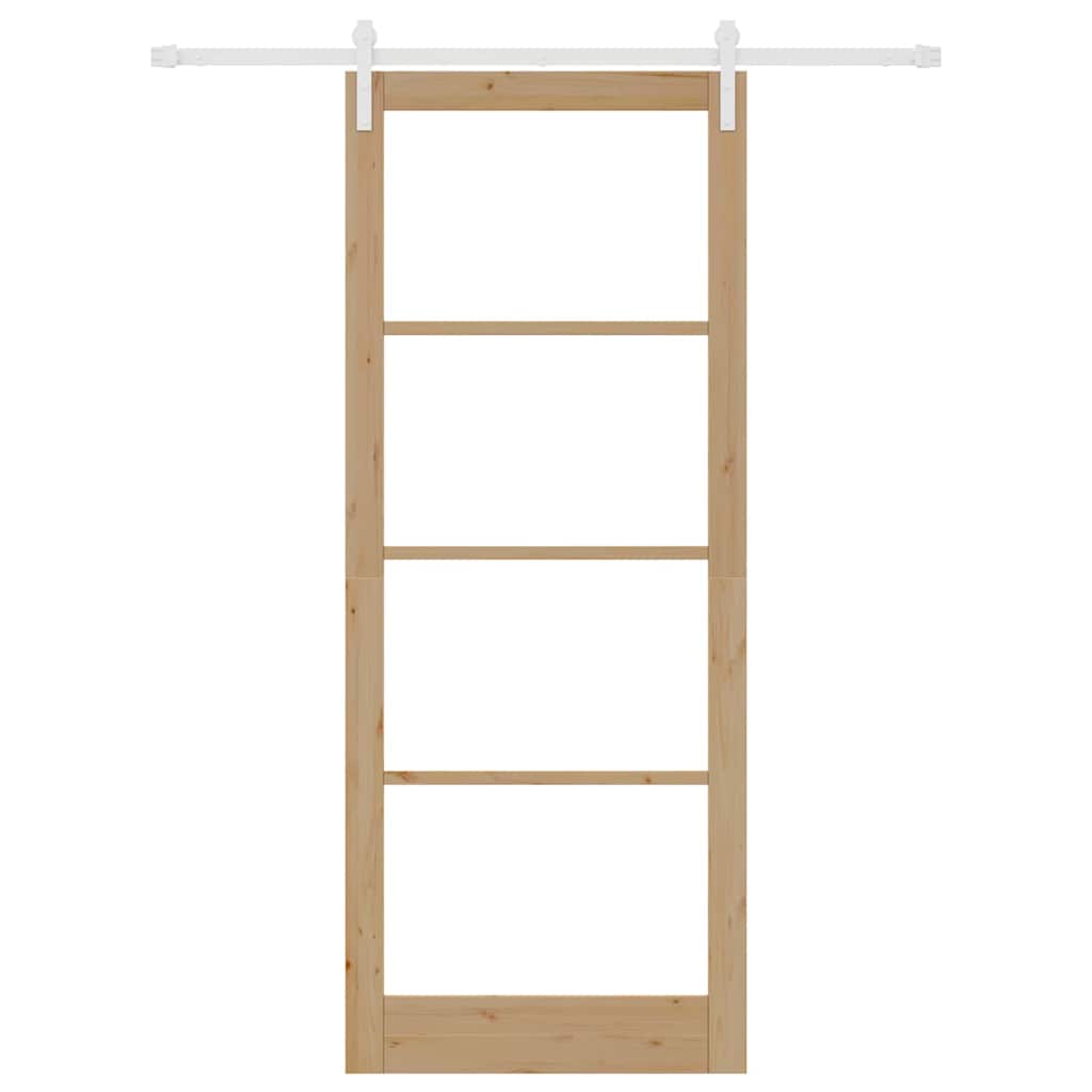 Porta scorrevole ORKDAL legno massello pino e vetro 93 x 232 cm naturale