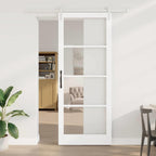 Porta scorrevole ORKDAL Bianco 93 x 232 cm legno massello e vetro