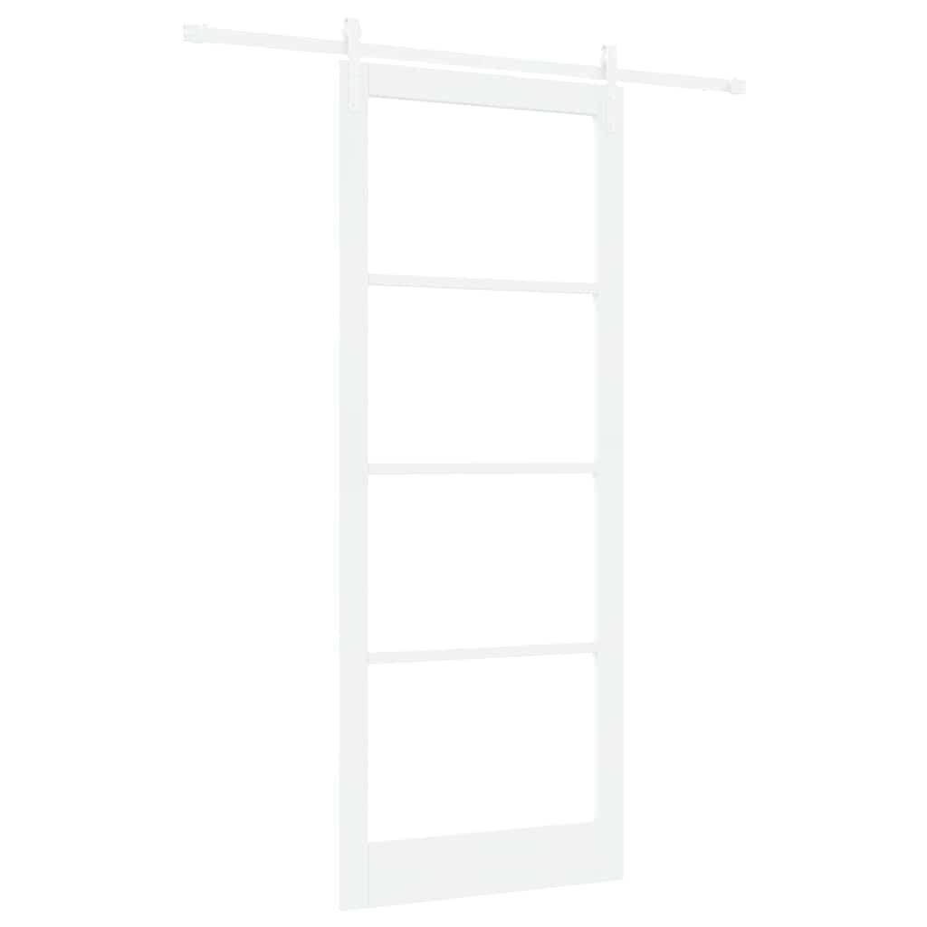 Porta scorrevole ORKDAL Bianco 93 x 232 cm legno massello e vetro