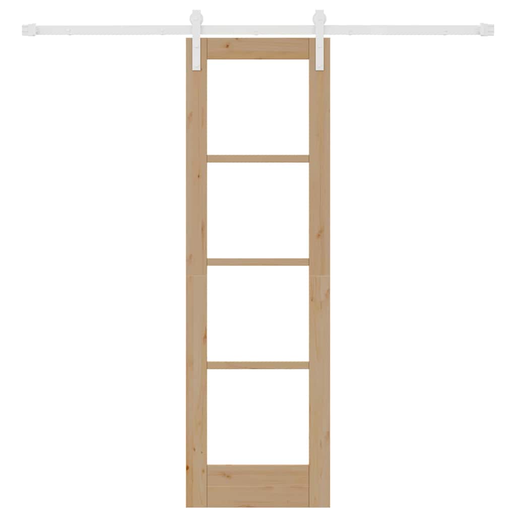 Porta scorrevole ORKDAL in legno massello di pino e vetro 61 x 198,5 cm - Naturale