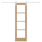 Porta scorrevole ORKDAL in legno massello di pino e vetro 61 x 198,5 cm - Naturale