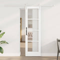 Porta scorrevole ORKDAL bianca 61 x 198,5 cm in legno massello di pino e vetro