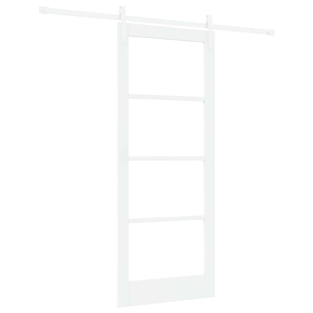 Porta scorrevole ORKDAL bianca 83 x 202 cm legno massello pino e vetro