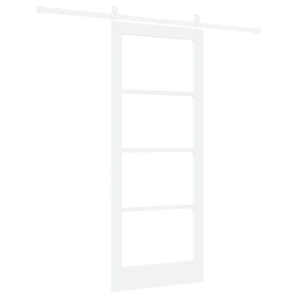 Porta scorrevole ORKDAL bianca 83 x 202 cm legno massello pino e vetro