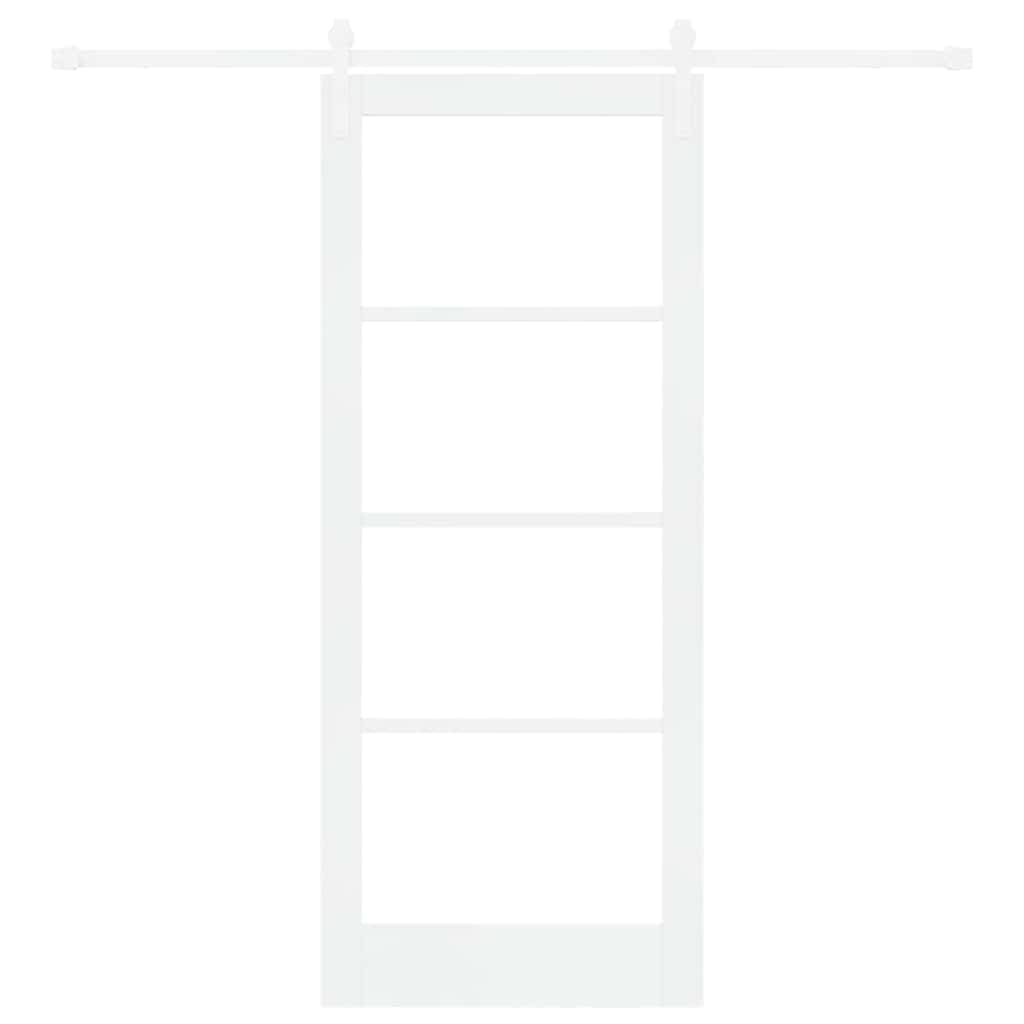 Porta scorrevole ORKDAL bianca 83 x 202 cm legno massello pino e vetro