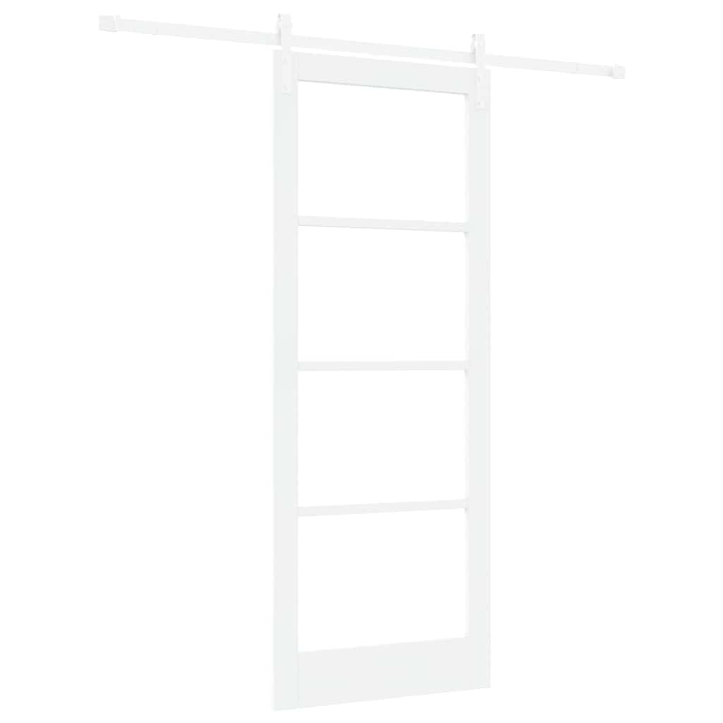 Porta scorrevole ORKDAL bianco legno massello pino vetro 83x211 cm