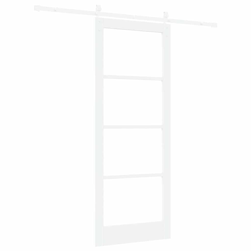 Porta scorrevole ORKDAL bianco legno massello pino vetro 83x211 cm