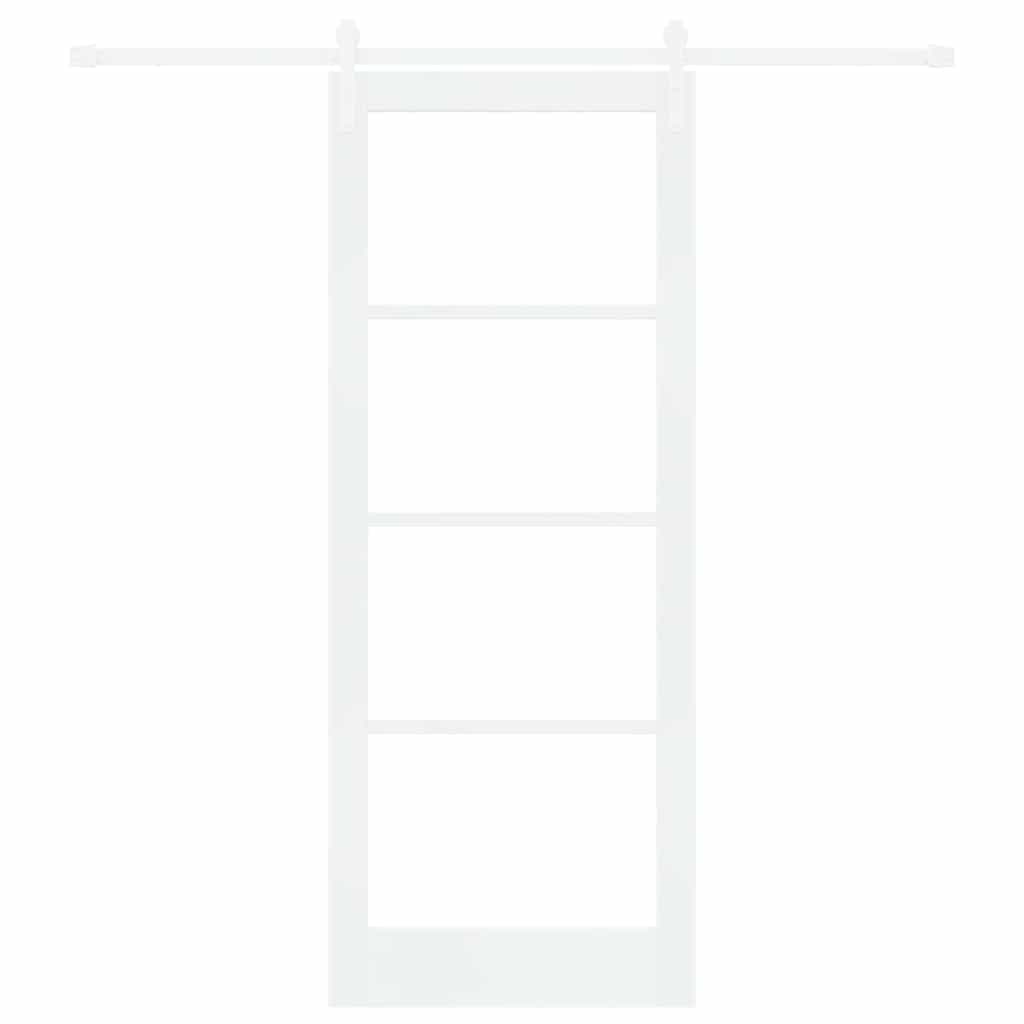 Porta scorrevole ORKDAL bianco legno massello pino vetro 83x211 cm