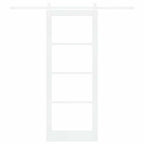 Porta scorrevole ORKDAL bianco legno massello pino vetro 83x211 cm