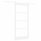 Porta scorrevole ORKDAL bianco 93 x 202 cm in legno massello e vetro