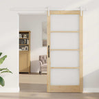 Porta Scorrevole ORKDAL Legno Massello Pino e Vetro 93 x 211 cm Naturale