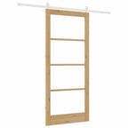 Porta Scorrevole ORKDAL Legno Massello Pino e Vetro 93 x 211 cm Naturale