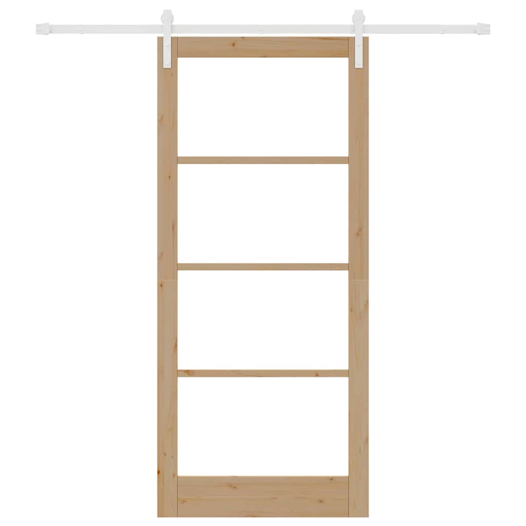 Porta Scorrevole ORKDAL Legno Massello Pino e Vetro 93 x 211 cm Naturale