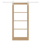 Porta Scorrevole ORKDAL Legno Massello Pino e Vetro 93 x 211 cm Naturale