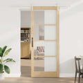 Porta scorrevole ORKDAL legno massello pino e vetro 93 x 232 cm naturale