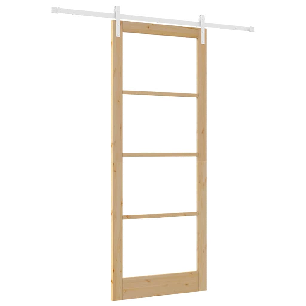 Porta scorrevole ORKDAL legno massello pino e vetro 93 x 232 cm naturale