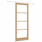 Porta scorrevole ORKDAL legno massello pino e vetro 93 x 232 cm naturale