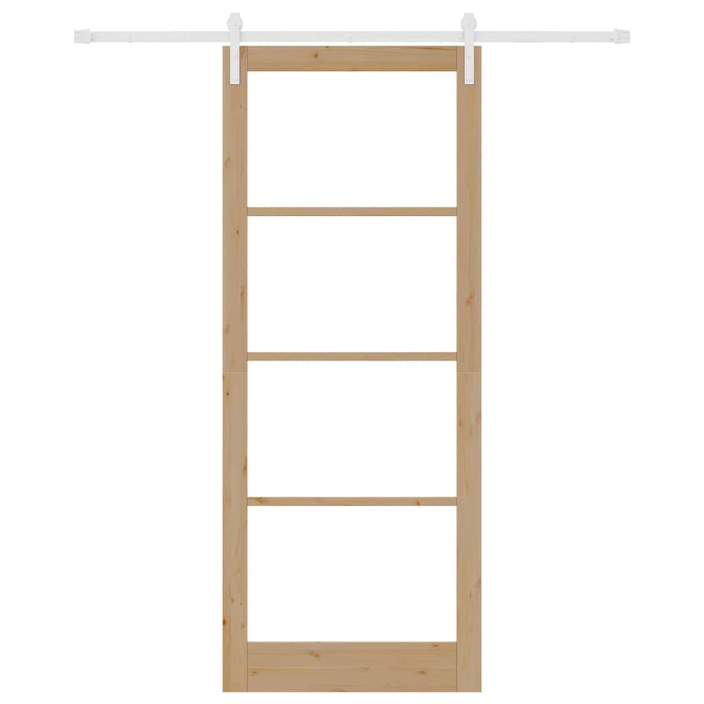 Porta scorrevole ORKDAL legno massello pino e vetro 93 x 232 cm naturale