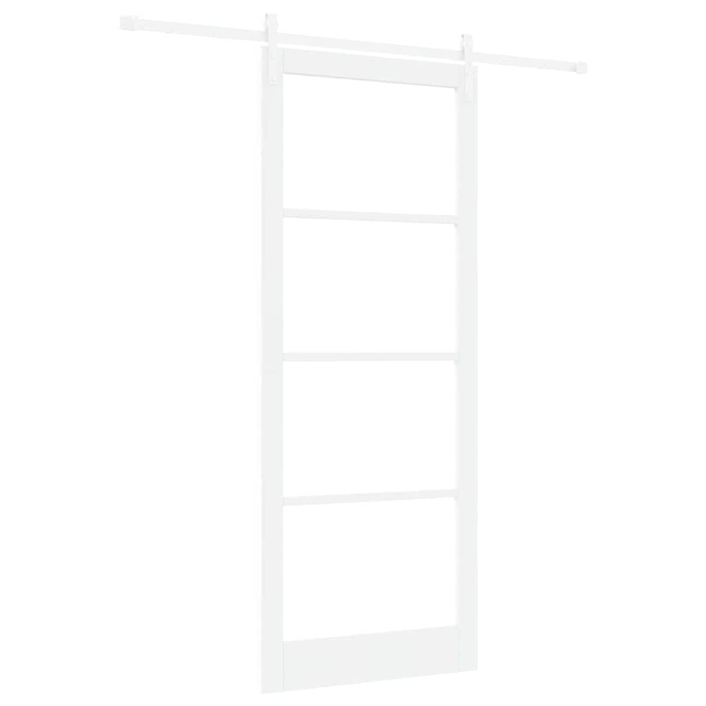 Porta scorrevole ORKDAL bianco legno massello pino e vetro 93 x 232 cm