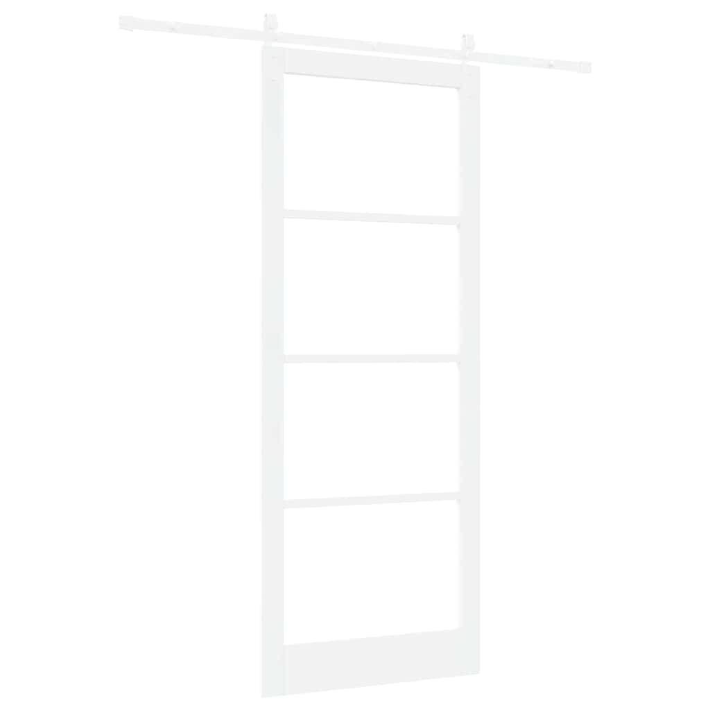 Porta scorrevole ORKDAL bianco legno massello pino e vetro 93 x 232 cm
