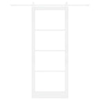 Porta scorrevole ORKDAL bianco legno massello pino e vetro 93 x 232 cm