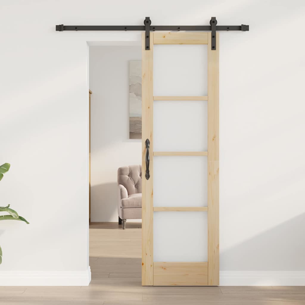 Porta scorrevole ORKDAL legno massello pino e vetro naturale 61 x 198,5 cm