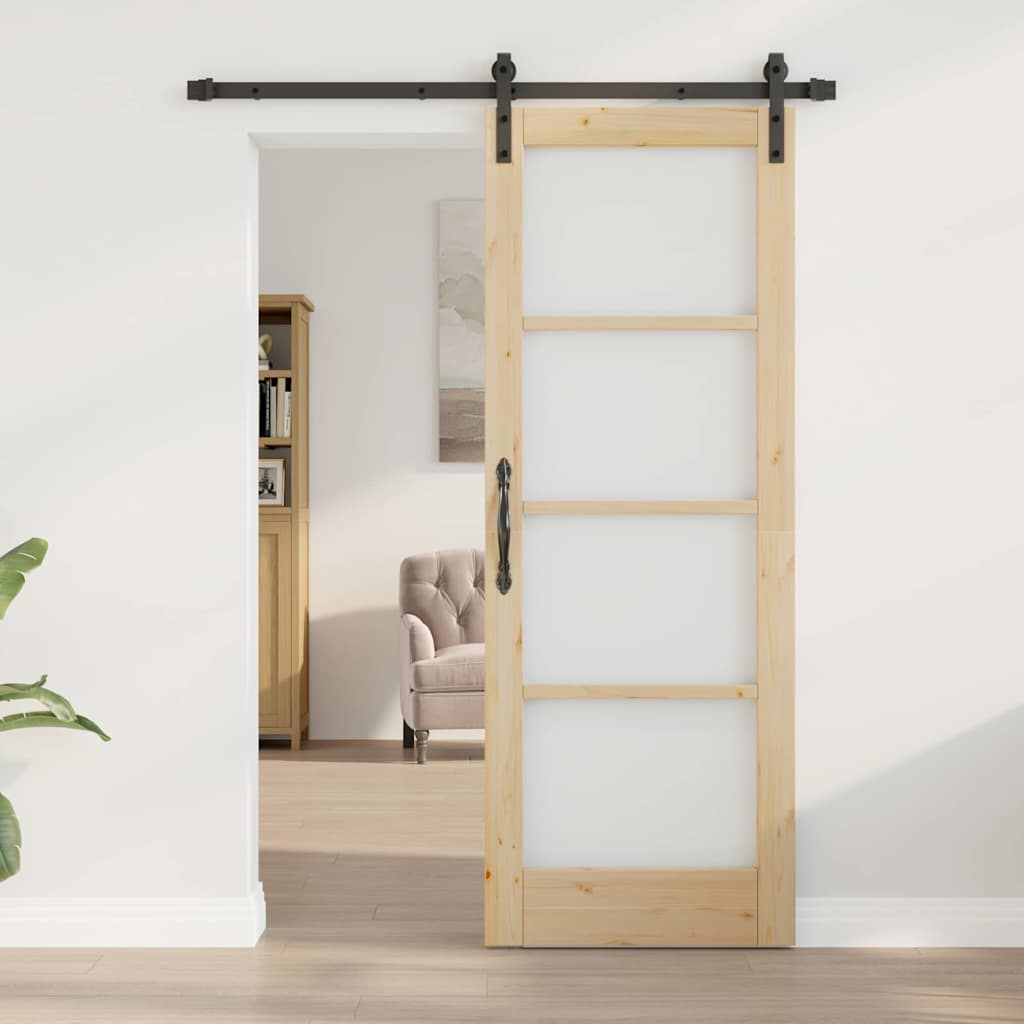 Porta scorrevole ORKDAL legno massello pino e vetro 73,5 x 198,5 cm colore naturale