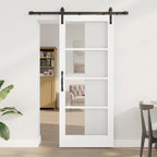 Porta scorrevole ORKDAL bianco 83 x 202 cm legno massello pino e vetro