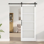 Porta scorrevole ORKDAL bianco 83 x 202 cm legno massello pino e vetro