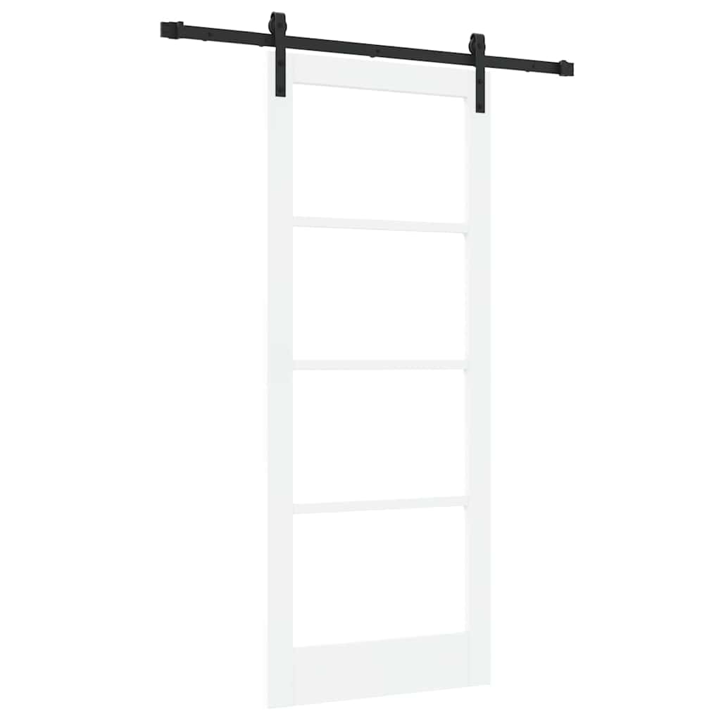 Porta scorrevole ORKDAL bianco 83 x 202 cm legno massello pino e vetro
