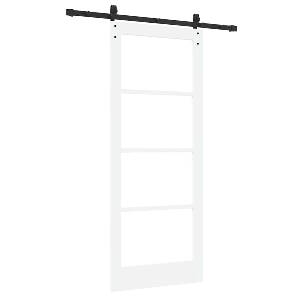 Porta scorrevole ORKDAL bianco 83 x 202 cm legno massello pino e vetro