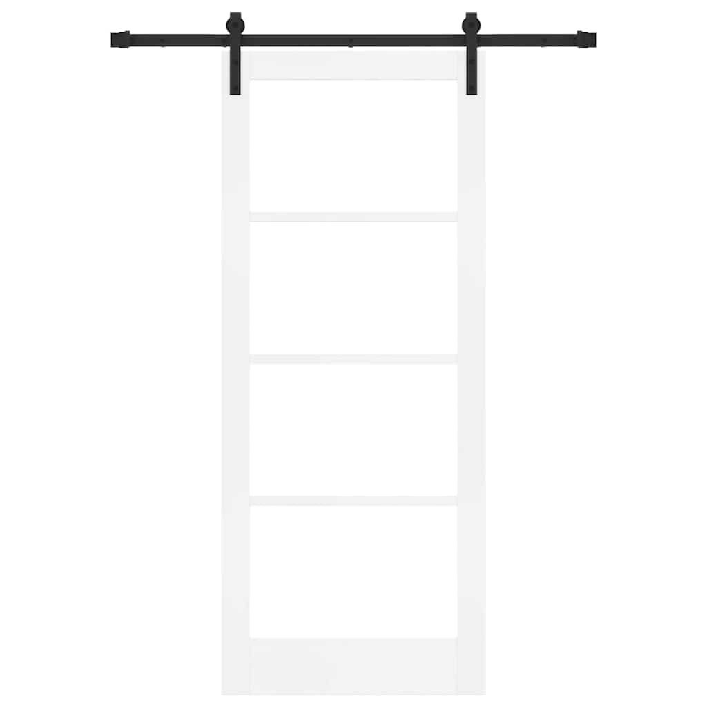 Porta scorrevole ORKDAL bianco 83 x 202 cm legno massello pino e vetro