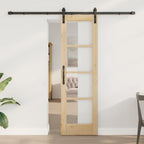 Porta scorrevole ORKDAL in legno massello di pino e vetro 61 x 198,5 cm naturale