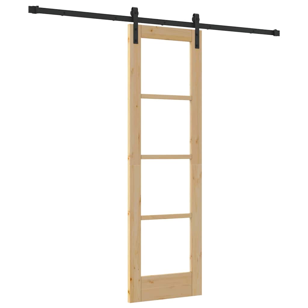 Porta scorrevole ORKDAL in legno massello di pino e vetro 61 x 198,5 cm naturale
